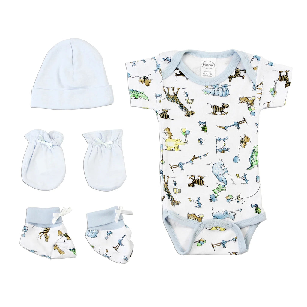UD2 Cute 4pc Baby Shower Gift Set for Newborn Boys High Comfortable Toddler Clothes Solid Cartoon Autumn Spring Cute Gift Box