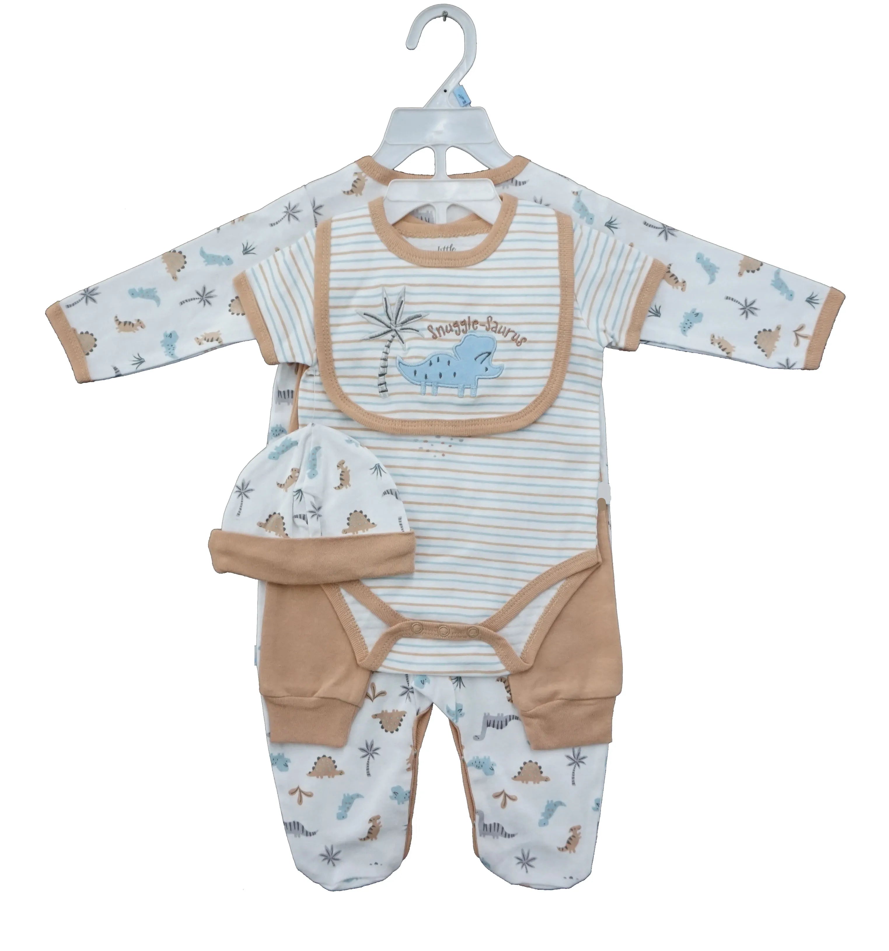 2025 Hot Selling Baby Boy 5-Piece Cotton Fashion Gift Set Breathable Baby Clothes with Mesh Bag