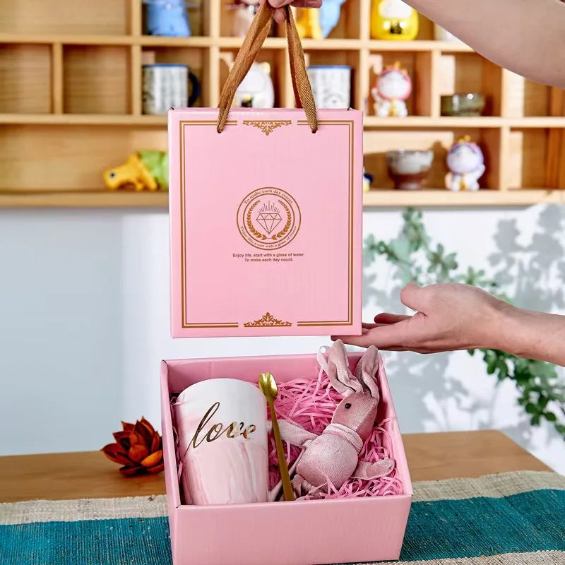 Wholesale Wedding Favor Set Mug with Spoon Lovely Bunny Gift Set in Gift Box for Valentine's Day Trending Products 2025