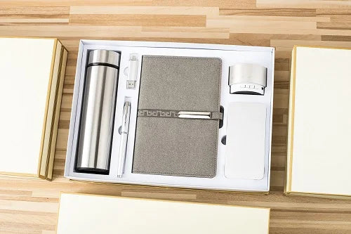 Business Gift Set Vacuum Cup + Pen + USB Flash Drive + A5 Notebook + Speaker Giveaways Promotional