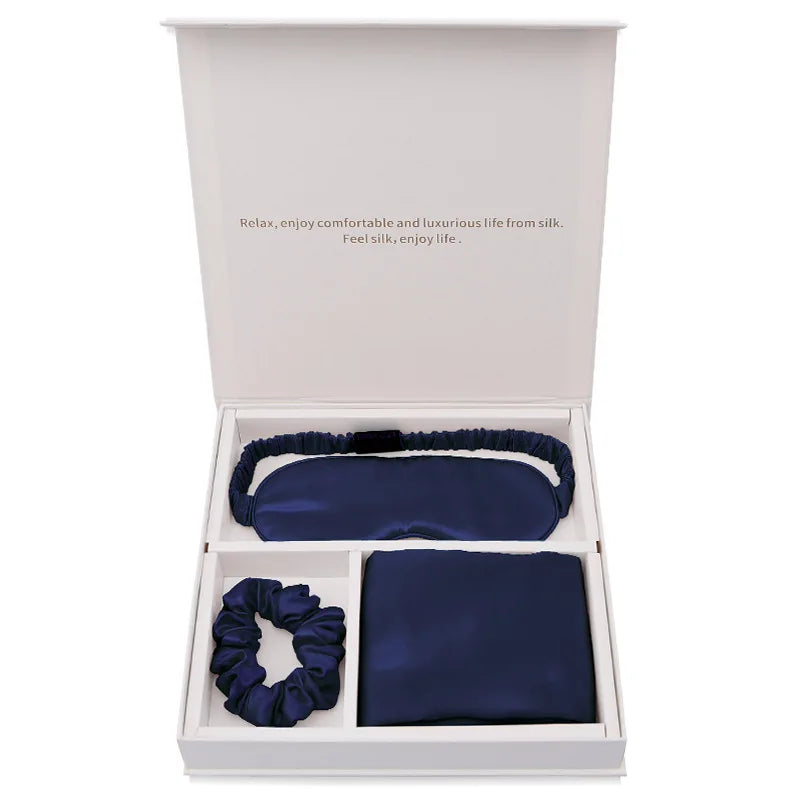 Super Soft 100% Pure Silk Luxury 19Momme Mulberry Silk Pillowcase Gift Set 3-Piece Eye Masks Scrunchies Home Customizable Colors