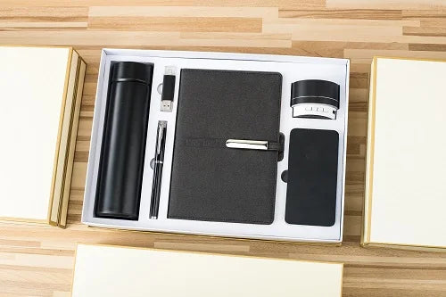 Business Gift Set Vacuum Cup + Pen + USB Flash Drive + A5 Notebook + Speaker Giveaways Promotional
