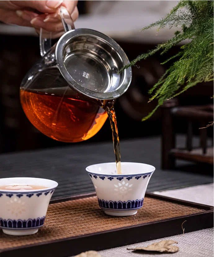Blue and White Exquisite Porcelain Tableware Gift Set Cover Bowl Tall Teacup Gift Box Packaging
