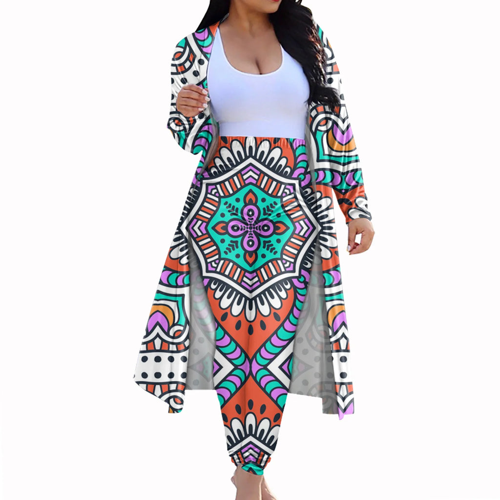 African Jumpsuit Set Dresses for Women Casual Dashiki Elastic Bazin Baggy Pants Cloak Famous Suit Lady Knee Length Plus Size