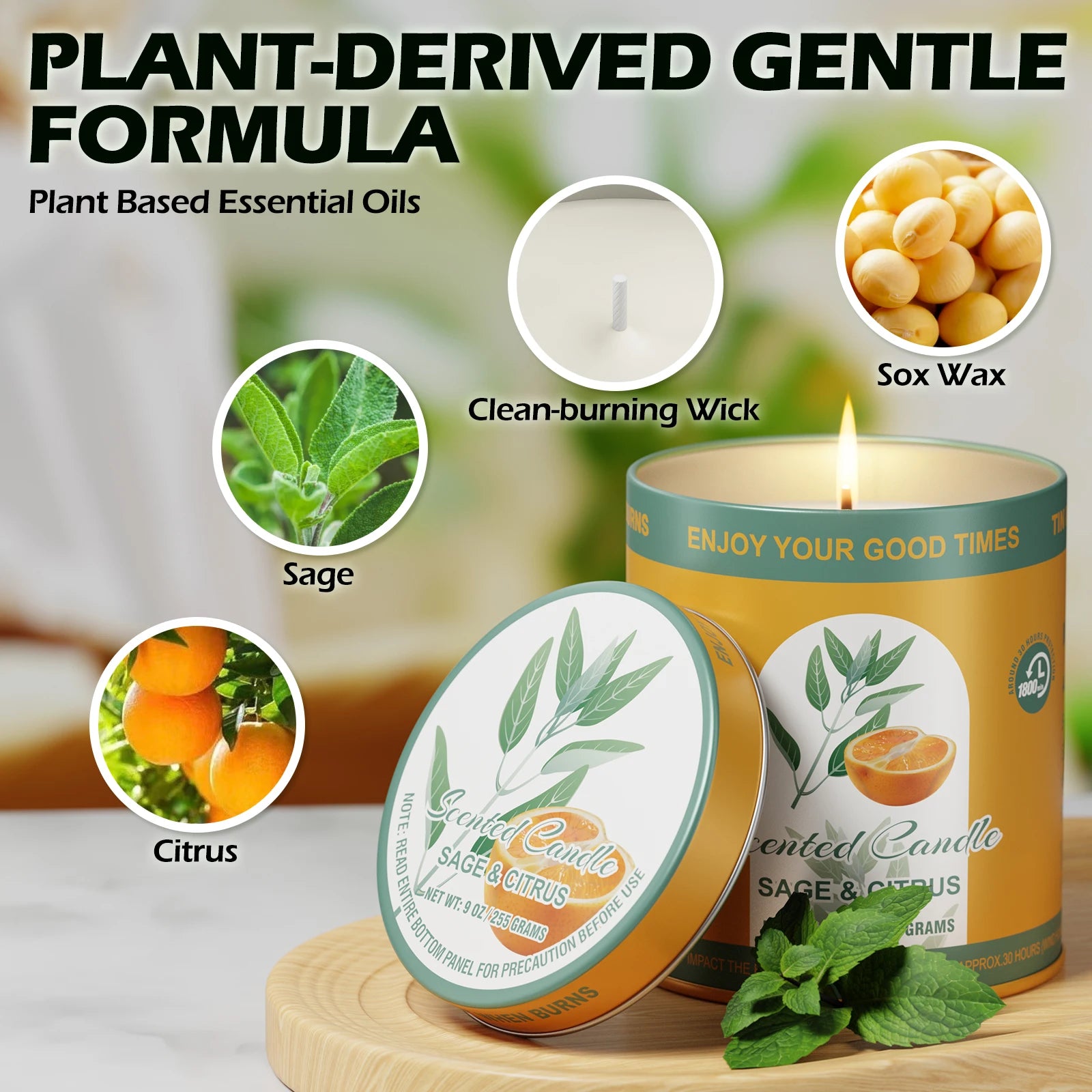 Scented Candle Set | 2Pack 80H Burn Time | Smokeless Clean-Burning Soy Wax Jar Aromatherapy  Candle Gift Set Women&Men