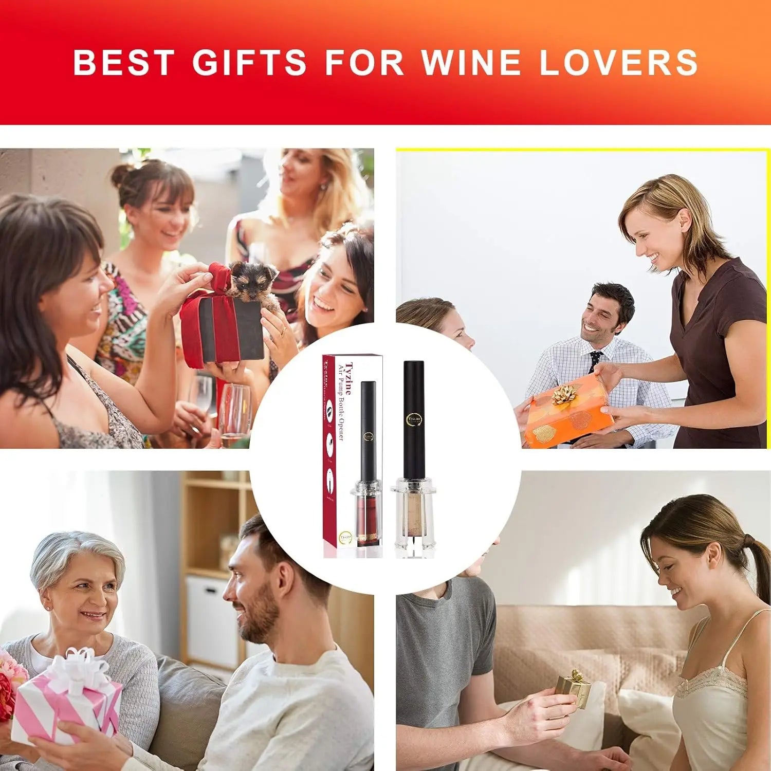 Wine Tool 4-Piece Gift Set Metal Vacuum Stopper Foil Cutter Efficient Cork Remover Corkscrew Pop Cork Bottle Air Pump Wine