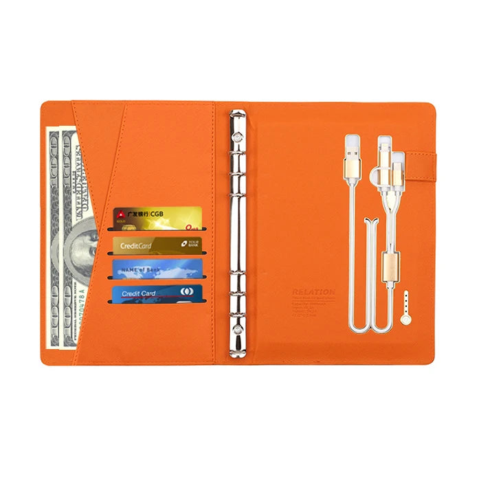 Wholesale Price Personalized Leather Agenda Gift Set A5 Diary Notebook with Power Bank and Usb Flash Drive