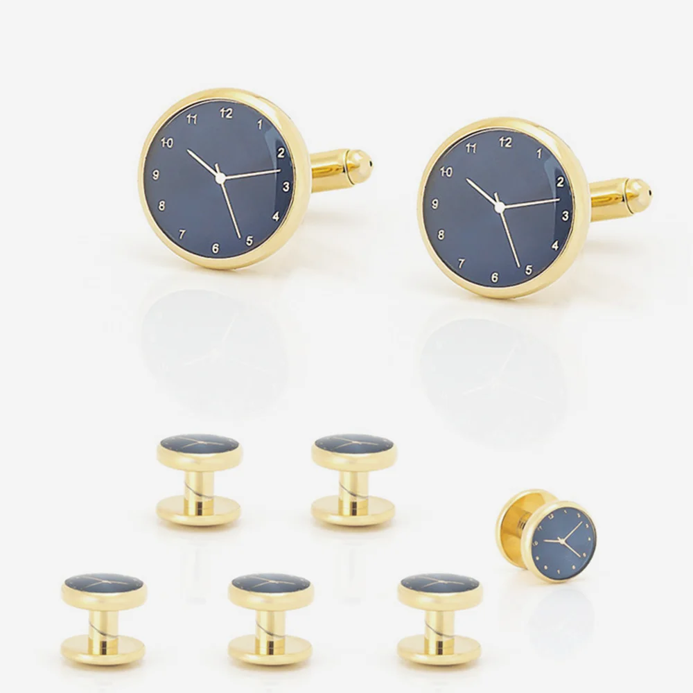 Customized Gold Cufflinks Luxury Tie Clips for Men-Wedding Engagement Party Anniversary Gift Set