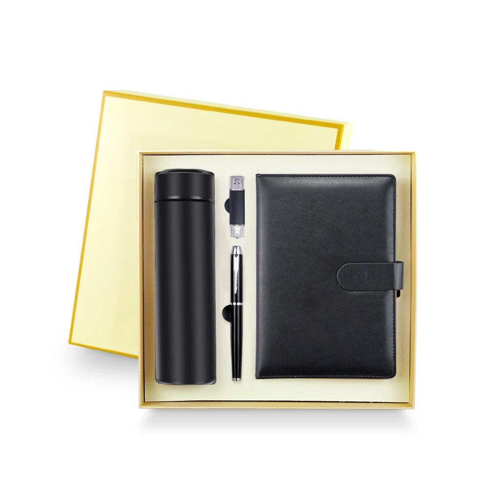Business Gift Set Notebook Pen Water Bottle USB Drive Set Custom Promotional Gift Set