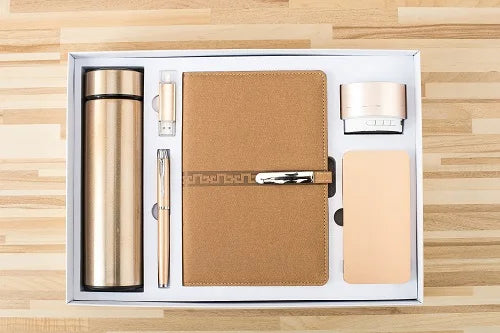 Business Gift Set Vacuum Cup + Pen + USB Flash Drive + A5 Notebook + Speaker Giveaways Promotional