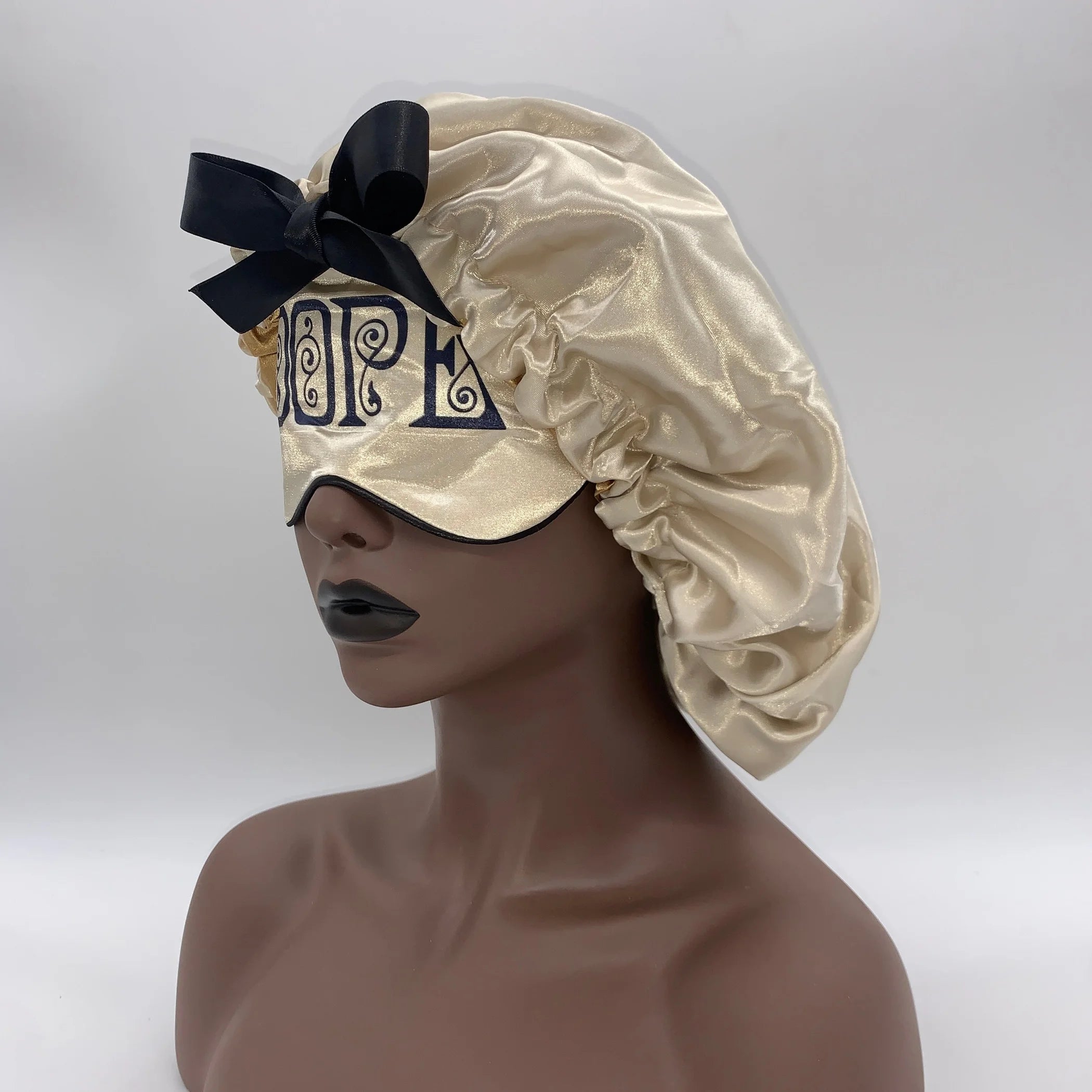 TD Double Layered Bonnet Gift Set Fashionable Silk Satin Sleep Cap Lace Polyester Printed Kid's Long Hair for Daily Party