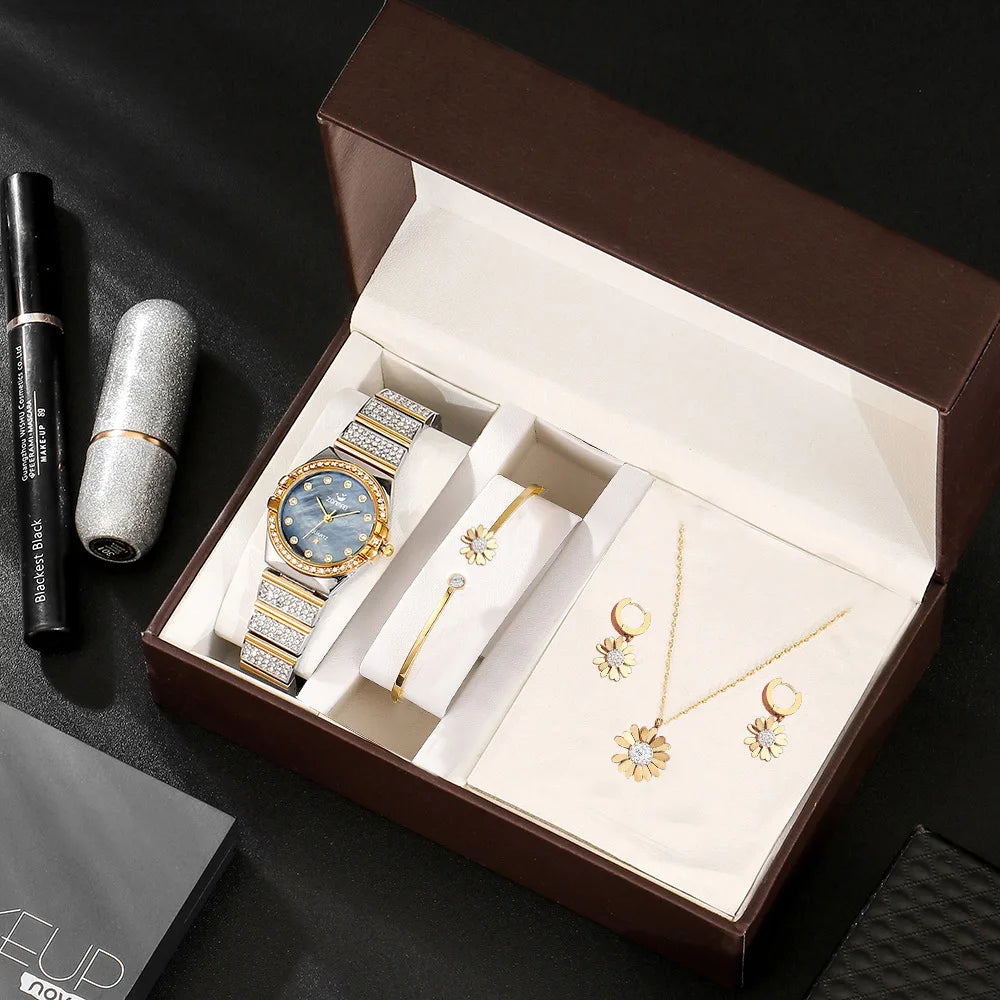 2024 Luxury Women's Watch Gift Set Bracelets Hot Selling Unisex Fashion Wholesale Watch Set Featuring Miyota Movement 40mm 20mm