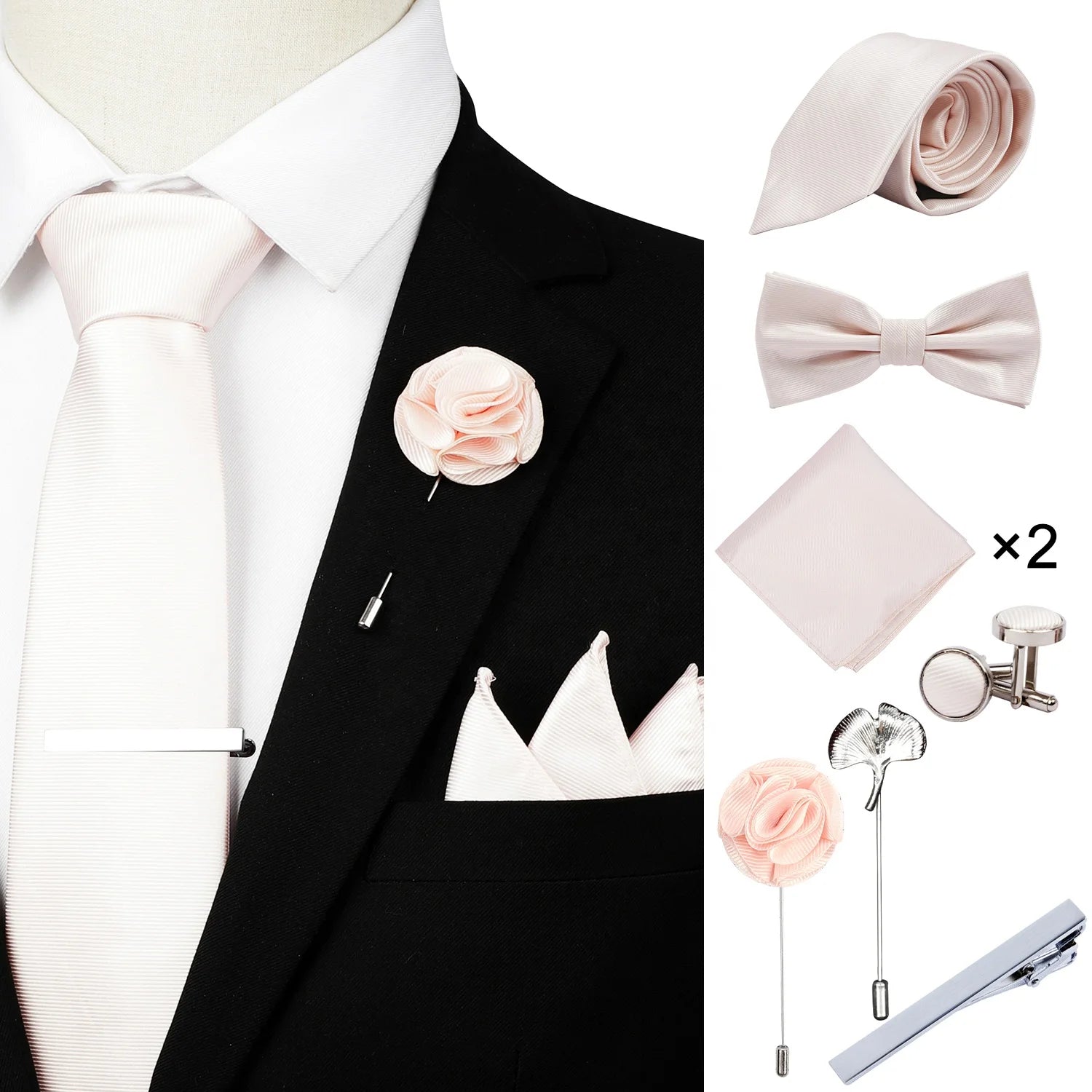 Ready to Ship Necktie in Gift Box Bowtie Mens Cufflinks Business Tie Gift Set Ascot Cravat Pocket Square Polyester Ties Set Men