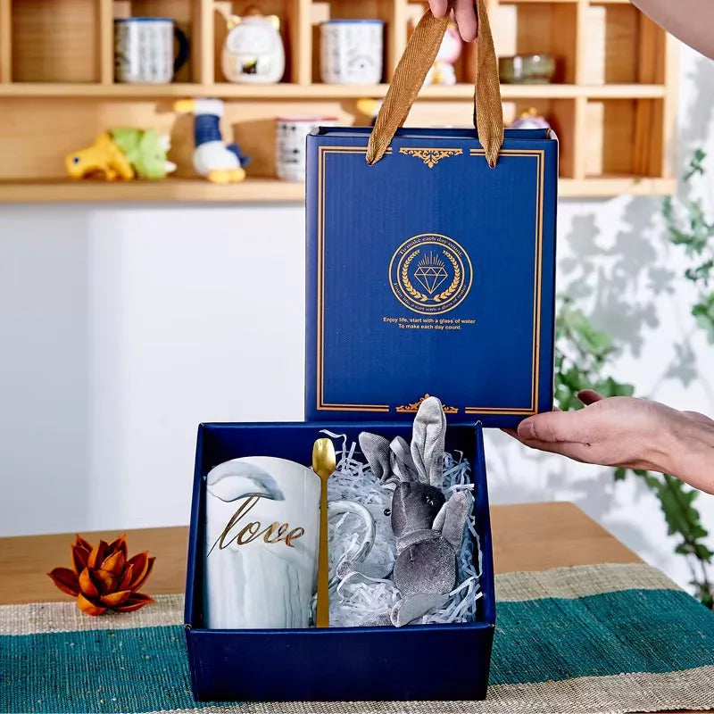 Wholesale Wedding Favor Set Mug with Spoon Lovely Bunny Gift Set in Gift Box for Valentine's Day Trending Products 2025