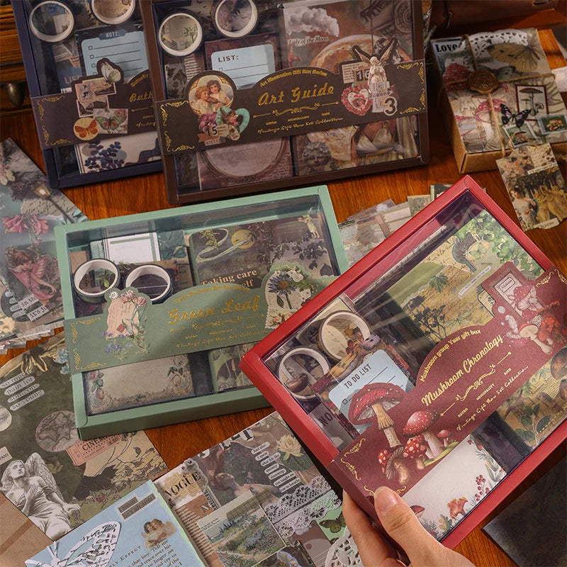 Vintage Loose Leaf Journal Gift Set 125 Pieces School Supplies for Elementary Students Reward Gifts Memo Pads