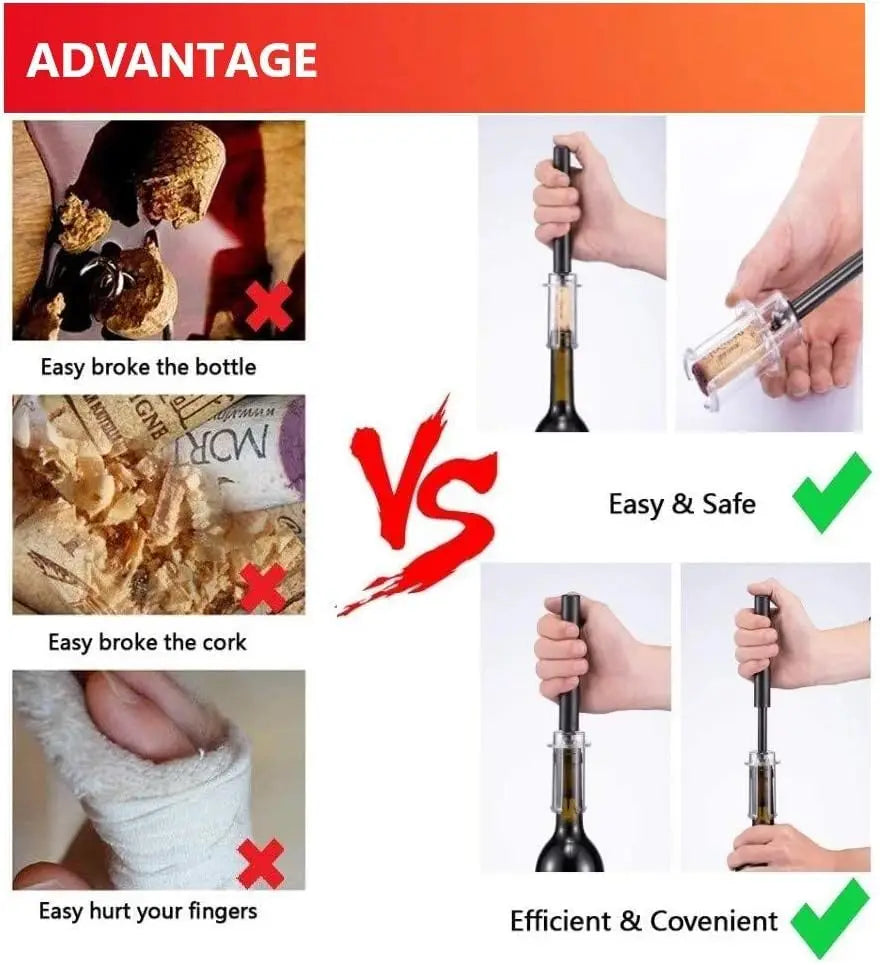 Wine Tool 4-Piece Gift Set Metal Vacuum Stopper Foil Cutter Efficient Cork Remover Corkscrew Pop Cork Bottle Air Pump Wine