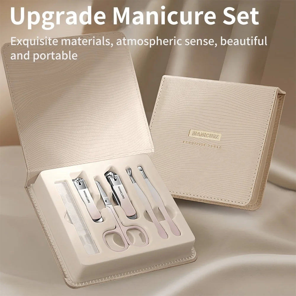 2024 Women Gift Set New Nails Supplies Salon Professional Manicure Tools Cutter Clipper Kit in Leather Case Box