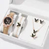Butterfly Leather Strap Watch Set
