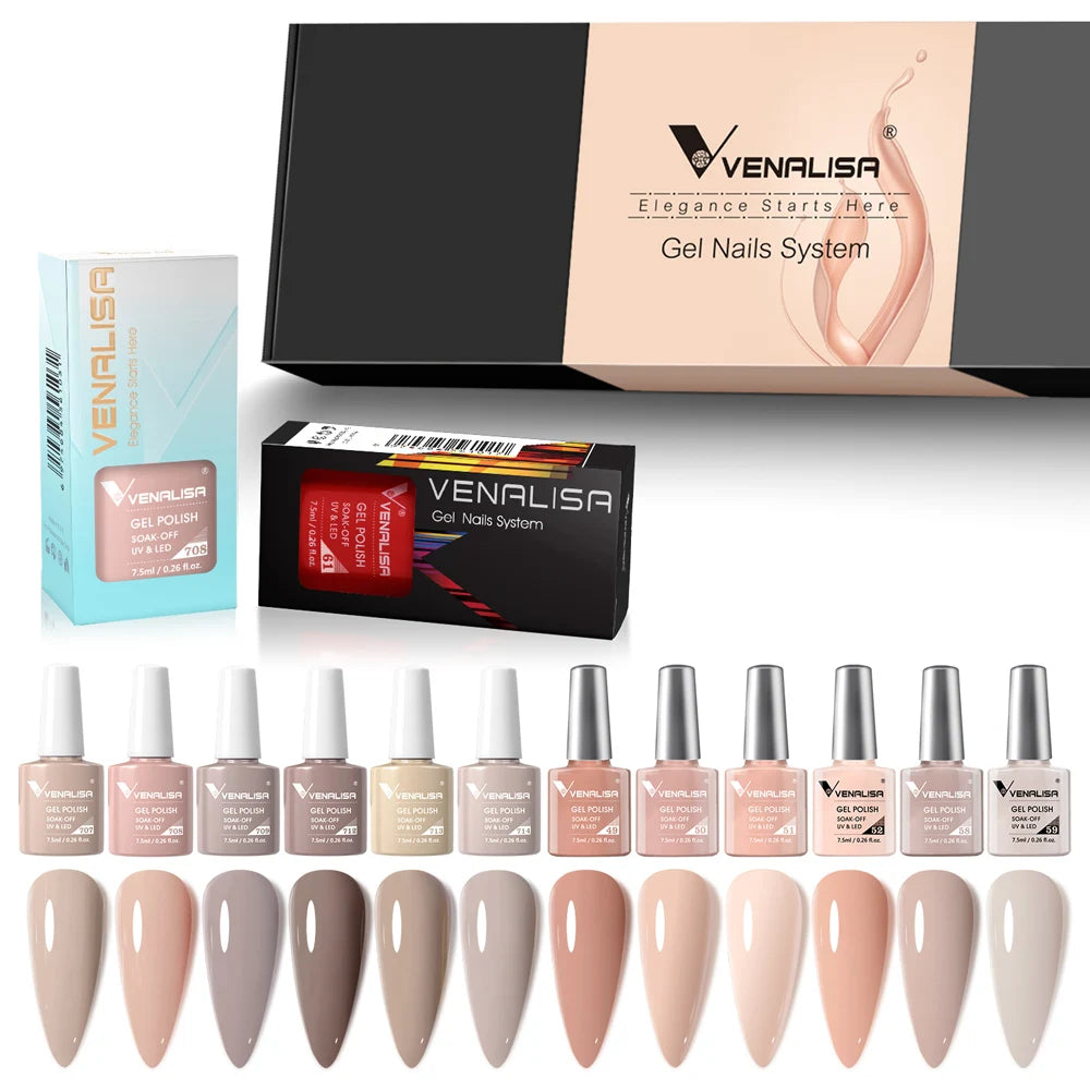 12pcs/kit Venalisa Nail Gel Polish Gift Set Elegant Nail Varnish Soak Off UV LED High Piment Glitter UV Gel System