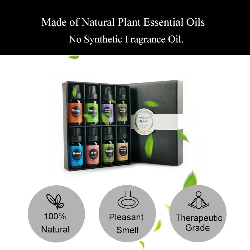 Best Seller Aromatherapy Synergy Blends 8 Packs Essential Oil Gift Set for Aroma Diffuser
