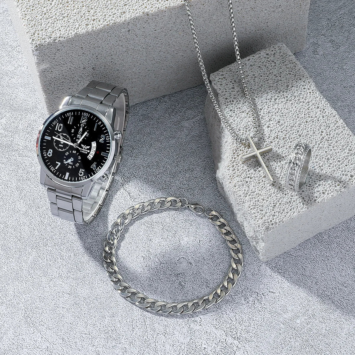 4-Piece Men's Silver Plated Gift Set Collection