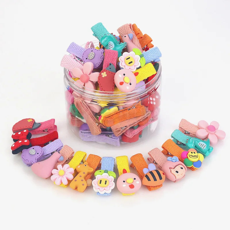 26 Pcs/box Cute Child Barrettes Kid Hairgrips Hair Clip Accessories Gift Set Girl Cartoon Fruit Pattern Hair Clip Set