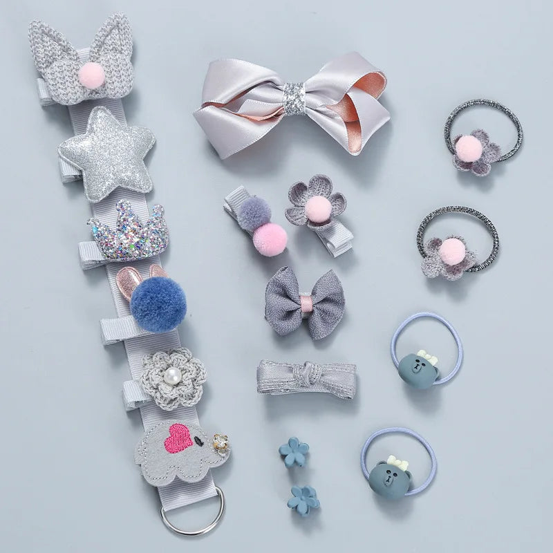 Manufacturer Direct Sale Gift Set 18pcs/bag Hair Tie Scrunchies Hair Ring Baby Hot Selling Hair Accessories Clip