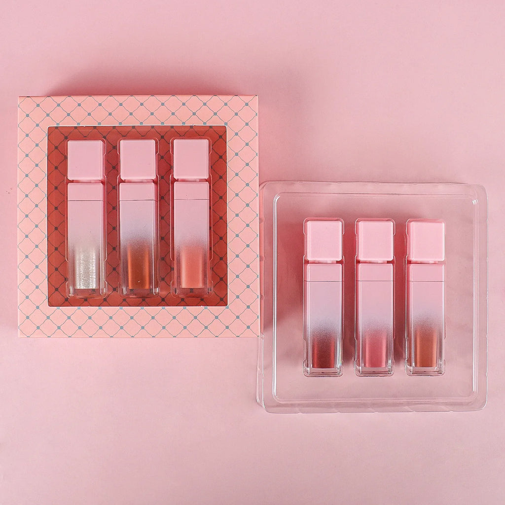 Lipgloss Gift Set Custom Pink Box Lip Gloss Vendor Wholesale Private Logo Matte Glossy Shine Lipgloss Kit