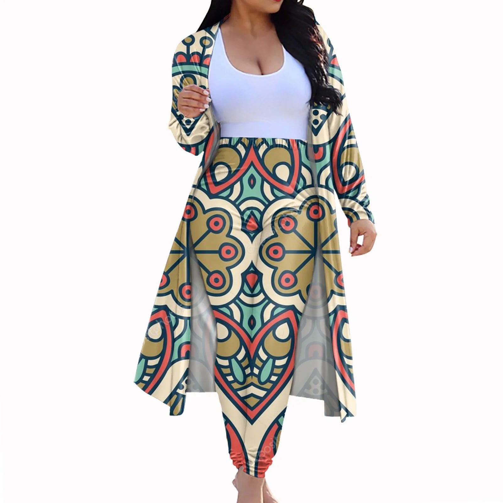 African Jumpsuit Set Dresses for Women Casual Dashiki Elastic Bazin Baggy Pants Cloak Famous Suit Lady Knee Length Plus Size