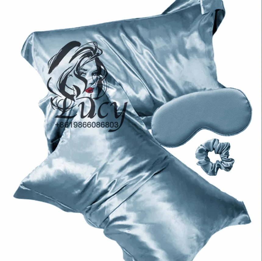 LOW MOQ Custom Logo Pure Silk Pillow Case 100% Mulberry Silk Satin Pillow Cover Case Eye Mask Silk Gift Set in Gift Box