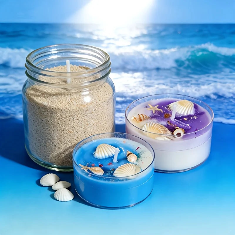 Summer Soy Candle Gift for Women, Fresh Ocean Candle Gift Set, Including 8 Ocean Candle Gifts, 4 Styles of Candle Wedding Gifts