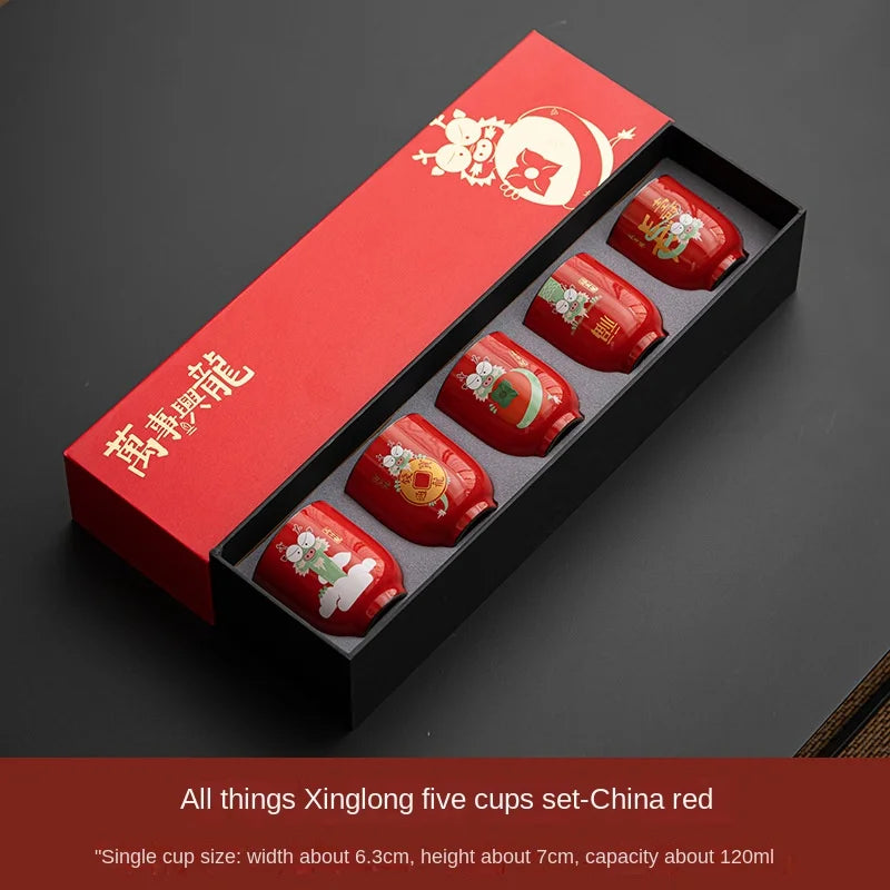 Everything Xinglong Festive Ceramic Personal Master Cup Tea Cup Tea Bowl Water Cup Gift Box Gift Set Teacup Set