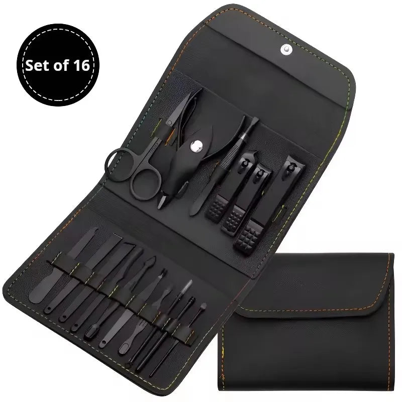 Wholesale Luxurious Stainless Steel Professional Manicure & Pedicure Nail Clipper Tools Gift Set Leather Case Durable Portable
