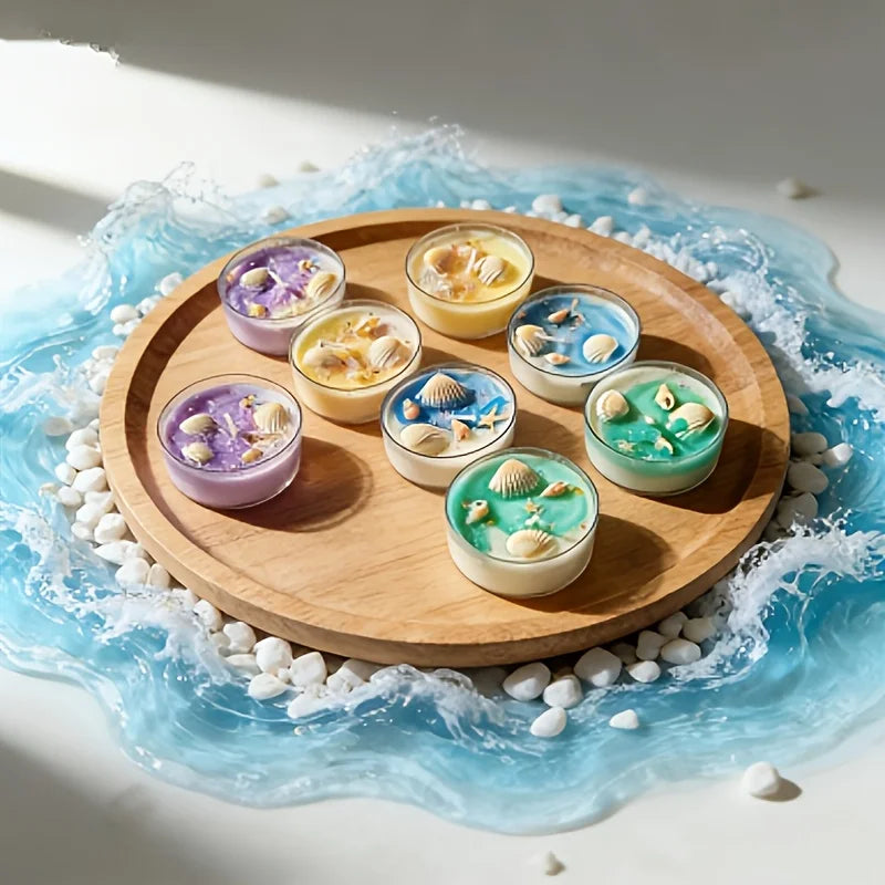 Summer Soy Candle Gift for Women, Fresh Ocean Candle Gift Set, Including 8 Ocean Candle Gifts, 4 Styles of Candle Wedding Gifts