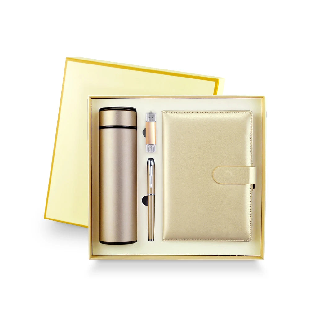 Business Gift Set Notebook Pen Water Bottle USB Drive Set Custom Promotional Gift Set