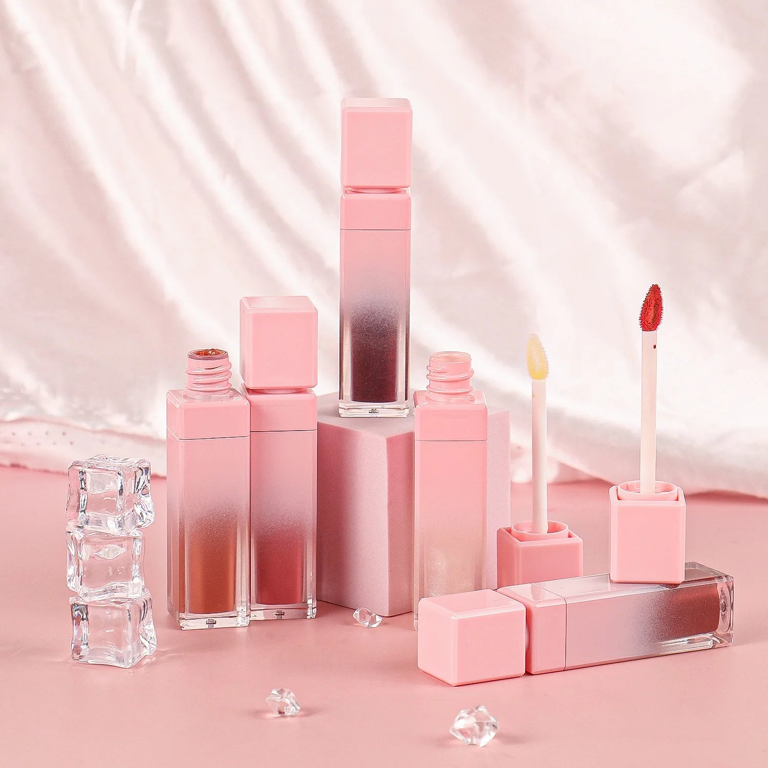 Lipgloss Gift Set Custom Pink Box Lip Gloss Vendor Wholesale Private Logo Matte Glossy Shine Lipgloss Kit