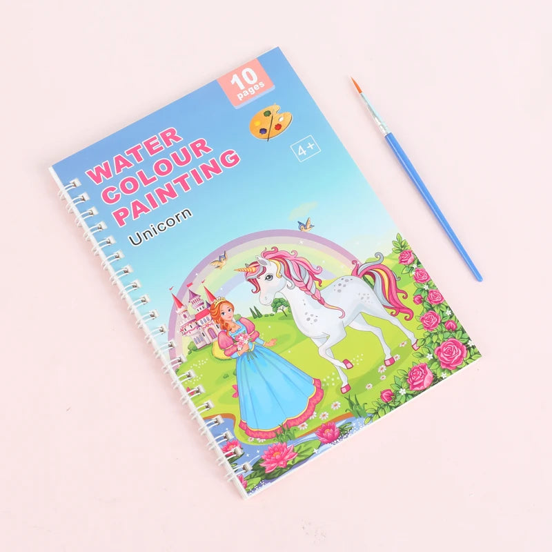 Watercolor Painting Books with Brush Set Kids Drawing Books Cheap Coloring Book for Children
