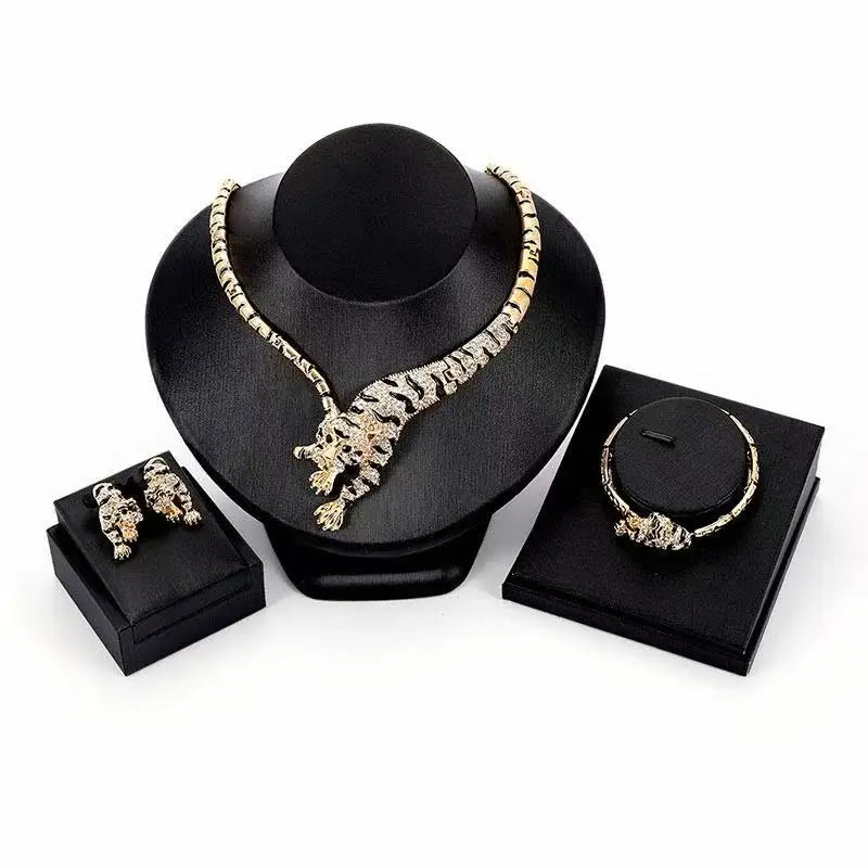 Gold Tiger Print Jewelry Set