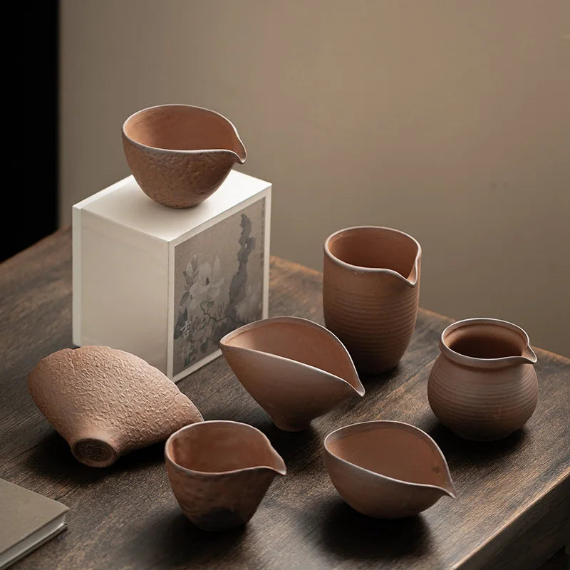 Vintage Design Unglazed Ceramic Tea Set