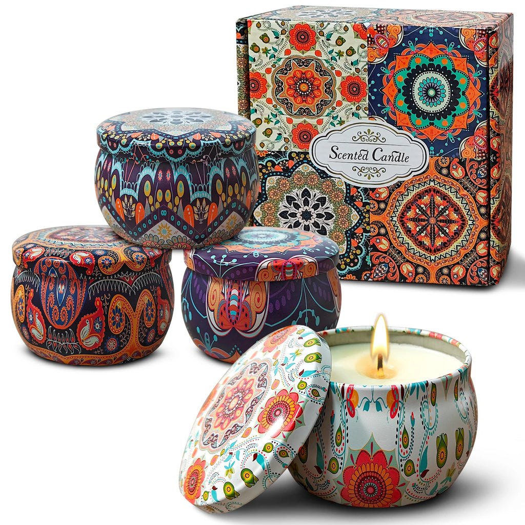 Oshine Tin Jar Soy Wax Candle Scented Luxury Wholesale a Set 4 Pcs Jar Oil Fragrance Gift Set Home Decoration in USA Stock