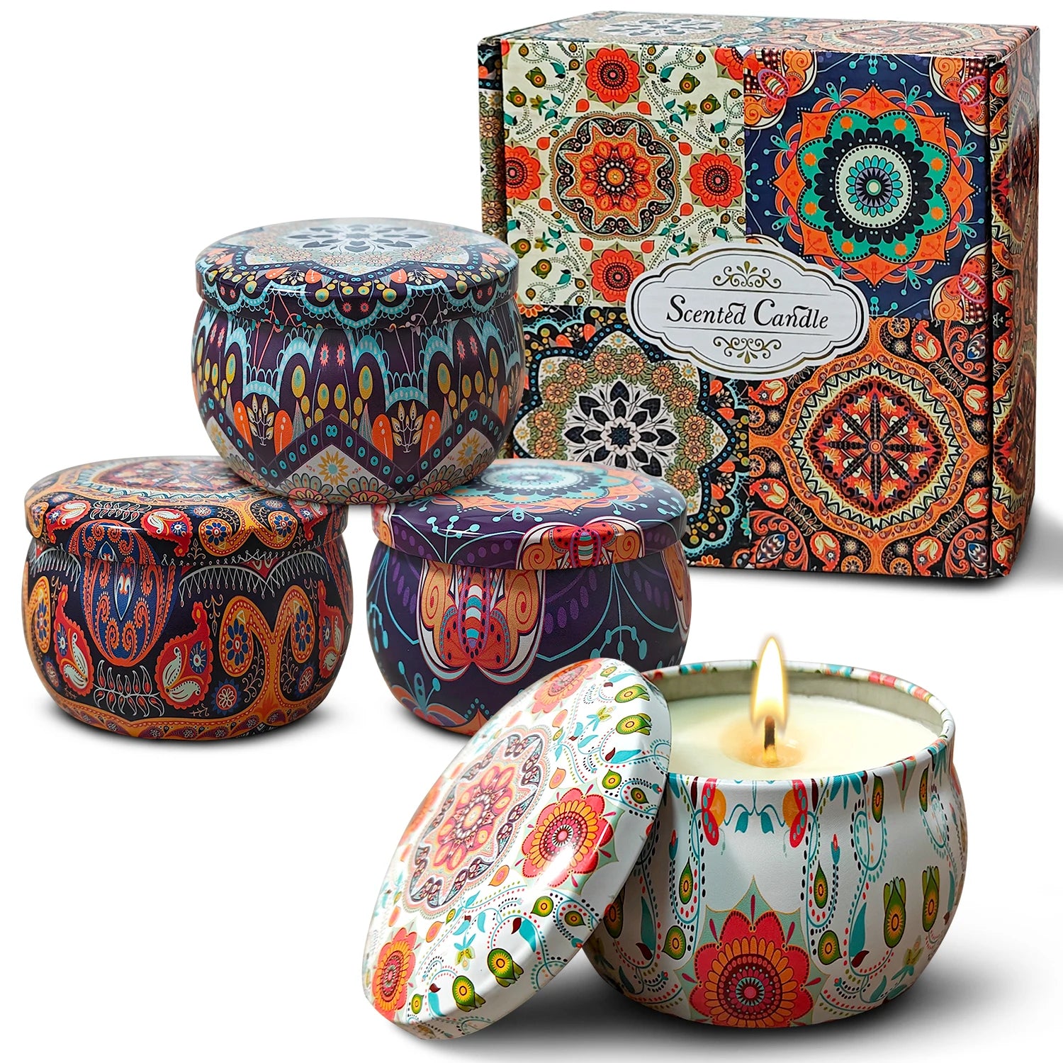 Oshine Tin Jar Soy Wax Candle Scented Luxury Wholesale a Set 4 Pcs Jar Oil Fragrance Gift Set Home Decoration in USA Stock