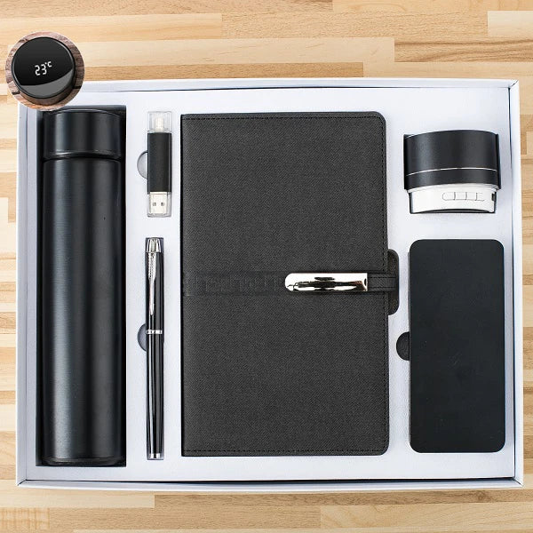 Business Gift Set Vacuum Cup + Pen + USB Flash Drive + A5 Notebook + Speaker Giveaways Promotional