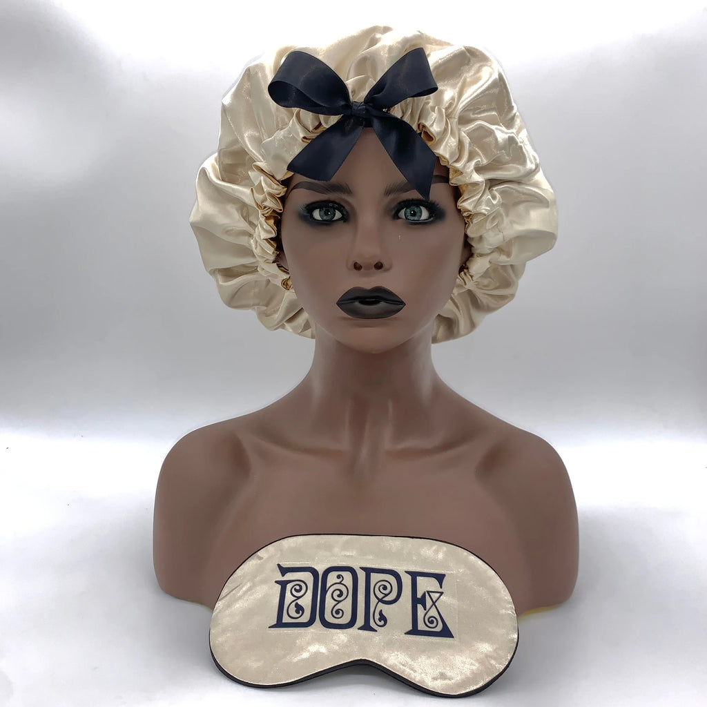 TD Double Layered Bonnet Gift Set Fashionable Silk Satin Sleep Cap Lace Polyester Printed Kid's Long Hair for Daily Party
