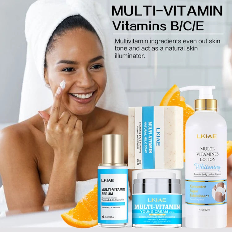 Ready to Ship Natural Private Label Kit Brightening Sample Collagen Vitamin C Body Care Gift Set for Men