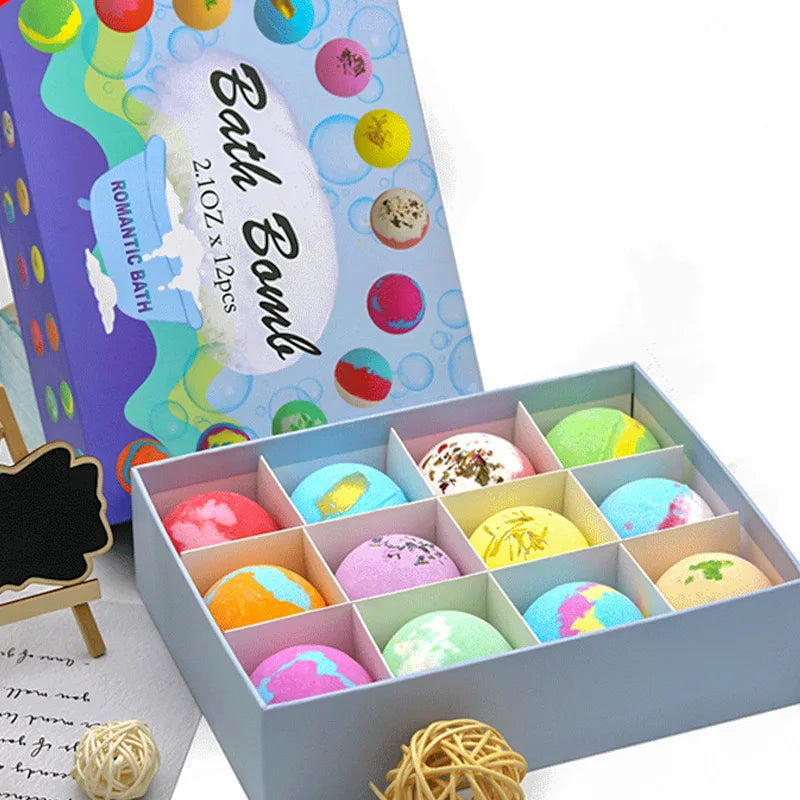 Original Natural Himalaya Salt Bath Bomb Body Spa Gift Set 12 Pcs Colorful Care Moisturizing Bath Luxurious Bathing Experience