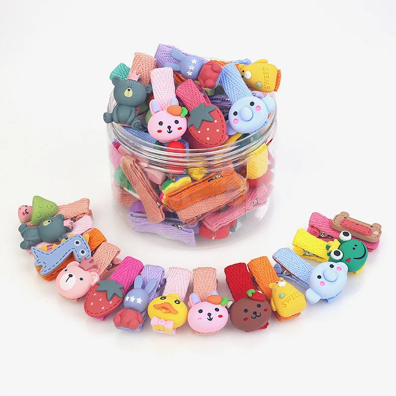 26 Pcs/box Cute Child Barrettes Kid Hairgrips Hair Clip Accessories Gift Set Girl Cartoon Fruit Pattern Hair Clip Set