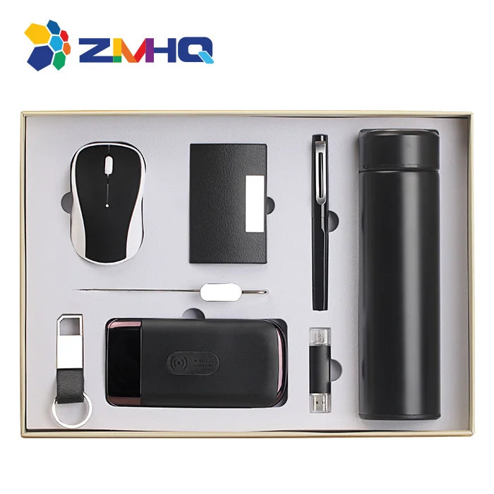 Hot Sale Most Popular Items Vacuum Cup+USB+pen+power Bank+key Chain+name Card Holder+mouse+bookmark Corporate Gift Set