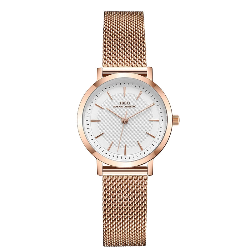 IBSO Fashion Watch Set, Exquisite Matching Bracelet with Mesh Strap Quartz Watch, Holiday Gift Set