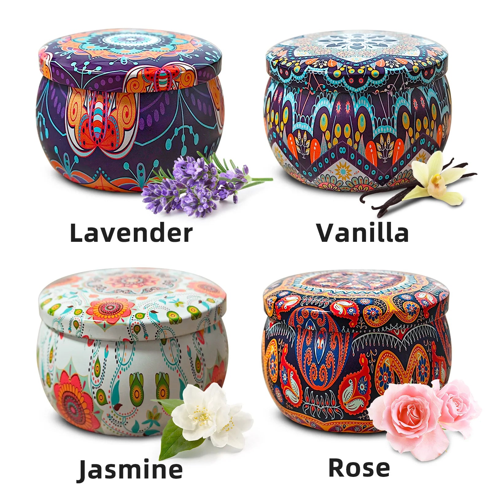 Oshine Tin Jar Soy Wax Candle Scented Luxury Wholesale a Set 4 Pcs Jar Oil Fragrance Gift Set Home Decoration in USA Stock