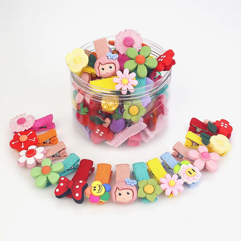 26 Pcs/box Cute Child Barrettes Kid Hairgrips Hair Clip Accessories Gift Set Girl Cartoon Fruit Pattern Hair Clip Set